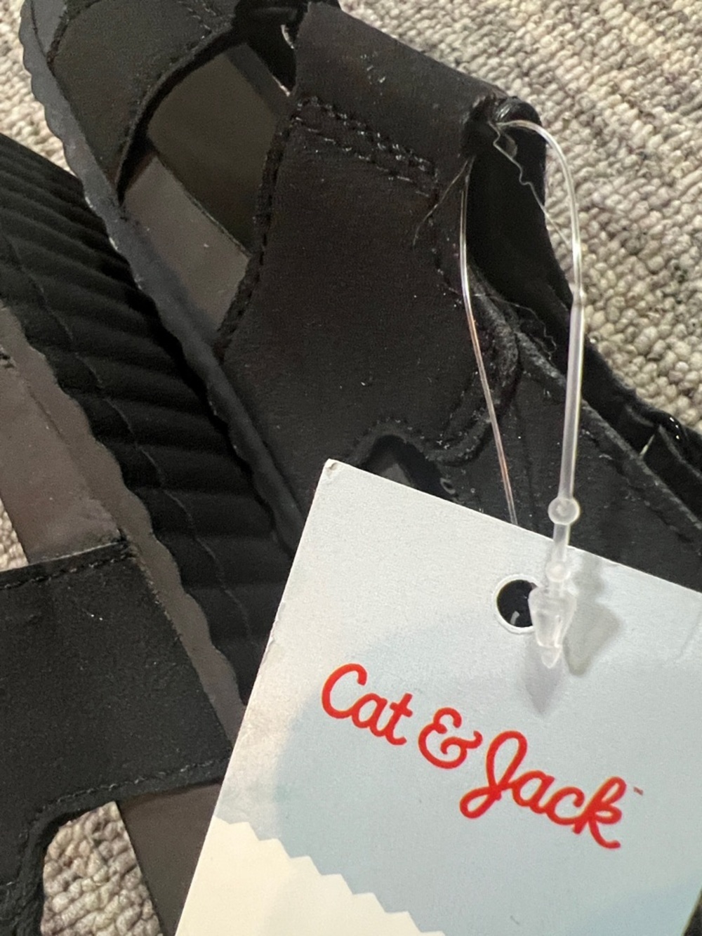 Cat & Jack - Black Adjustable Hook-and-Loop Comfort Sandals Size 8 - Picture 5 of 6